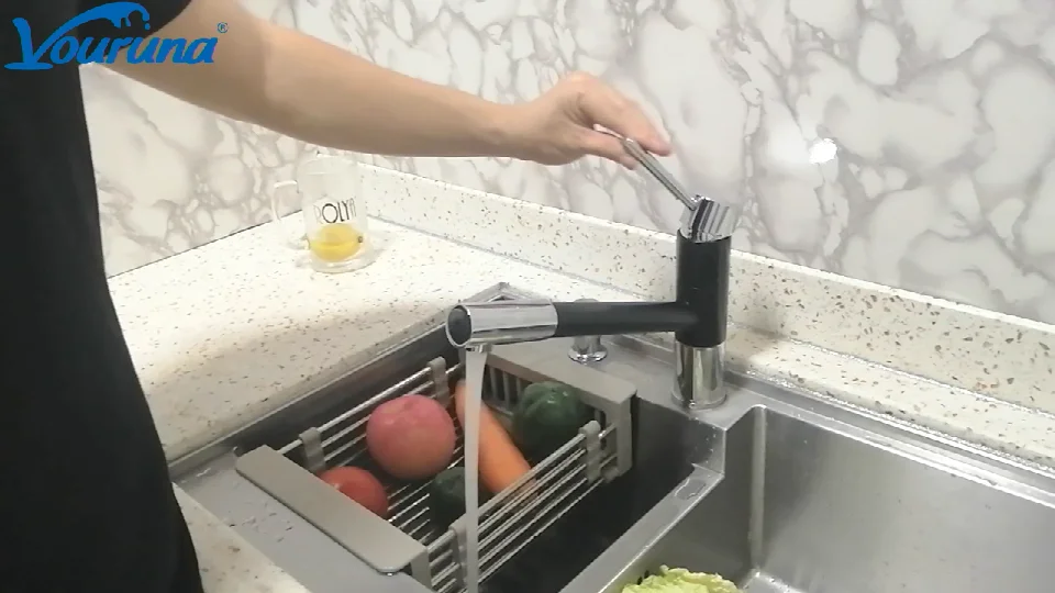 Кухонный Смеситель VOURUNA выдвижная насадка и распылитель поворот на 120 градусов