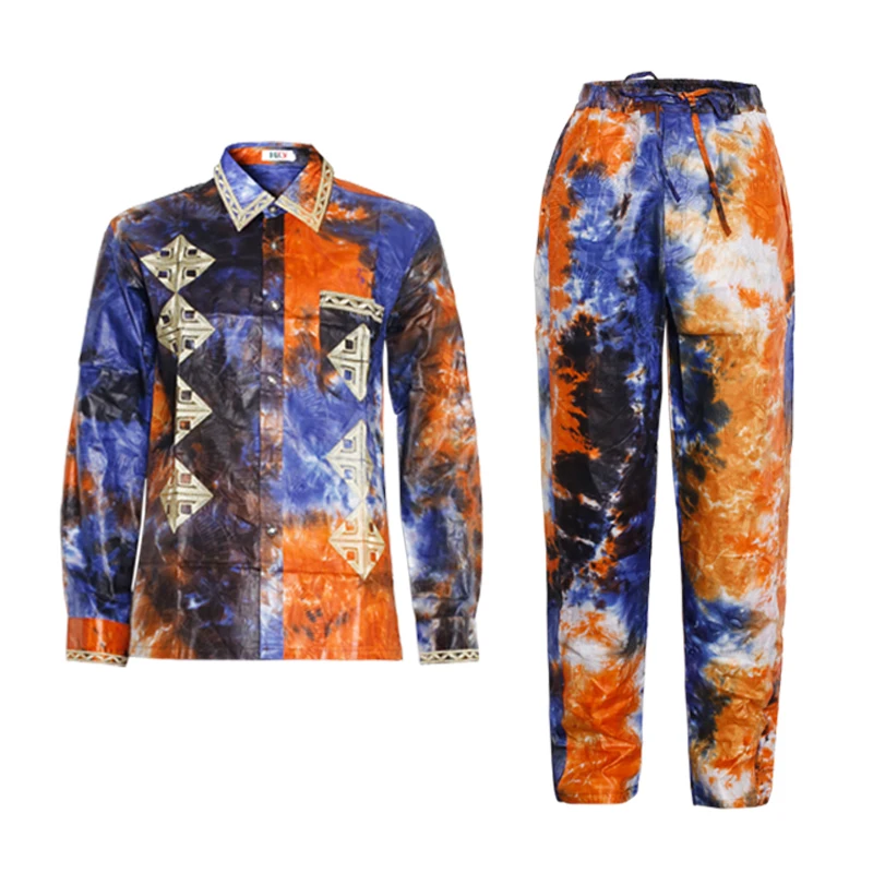 Африканская мужская одежда MD Топ с длинным рукавом брюки костюм традиционная