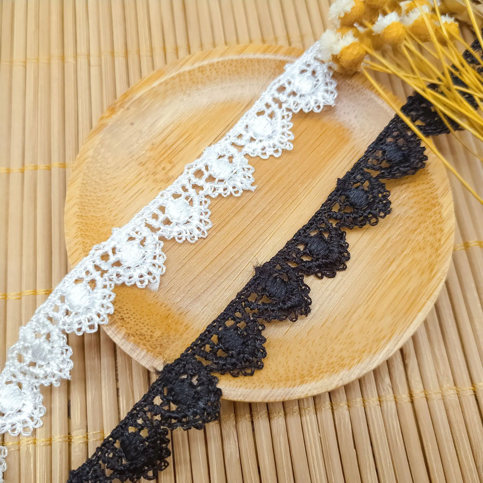 Черный полиэстер светильник floret край водорастворимое кружево|embroidery lace|lace lacesoluble