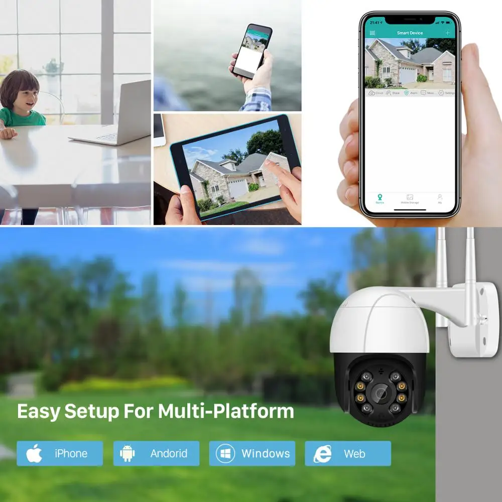 5 МП H.265 + Автоматическое отслеживание PTZ Wifi ip камера наружная 1080P HD 3MP Беспроводная