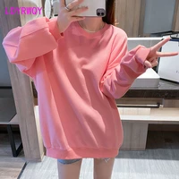 2022 solid color round neck sweater womens autumn new style candy color mid length korean loose thin long sleeves