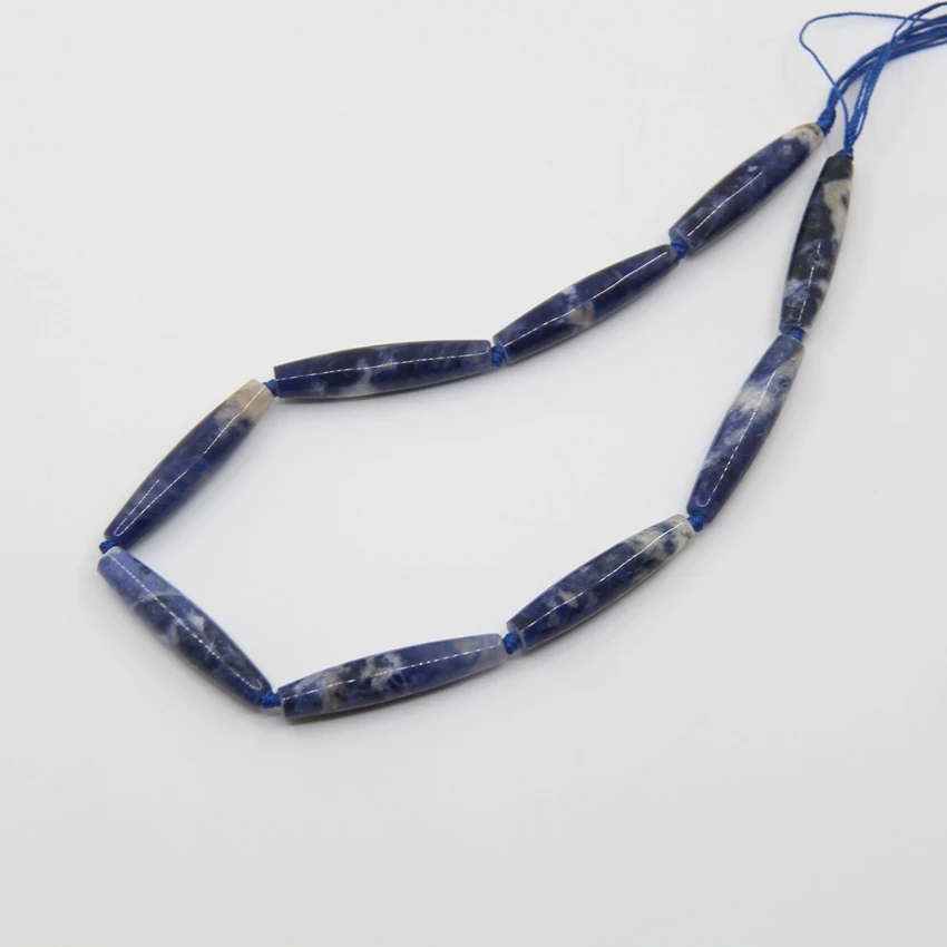 

9PCS/str Natural Sodalite Long Rice beads Wholesales,Polished Blue Gems stone Point Loose Beads Pendants Jewelry Making