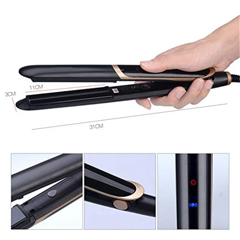 

2 in 1 Hair Curler Straightener Hair Styling Roller Salon Styler Tools Ceramic Plate Wand Hair Curling Straightening Flat Irons