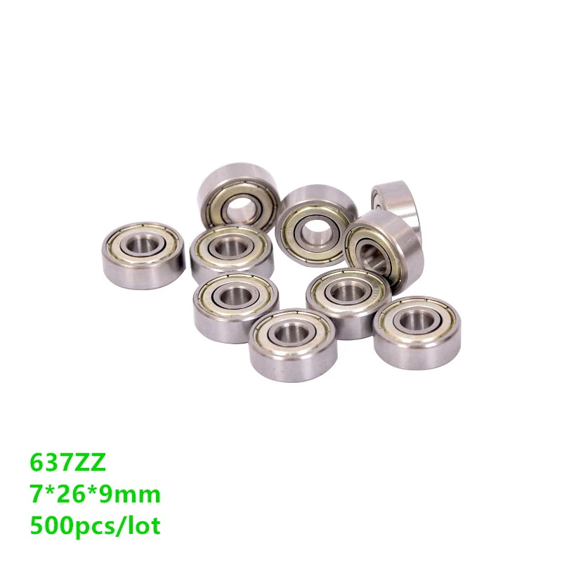 

500pcs/lot 637ZZ 637-ZZ 637 ZZ 7*26*9mm Deep Groove Ball bearing Mini Miniature Ball Bearings 7x26x9mm