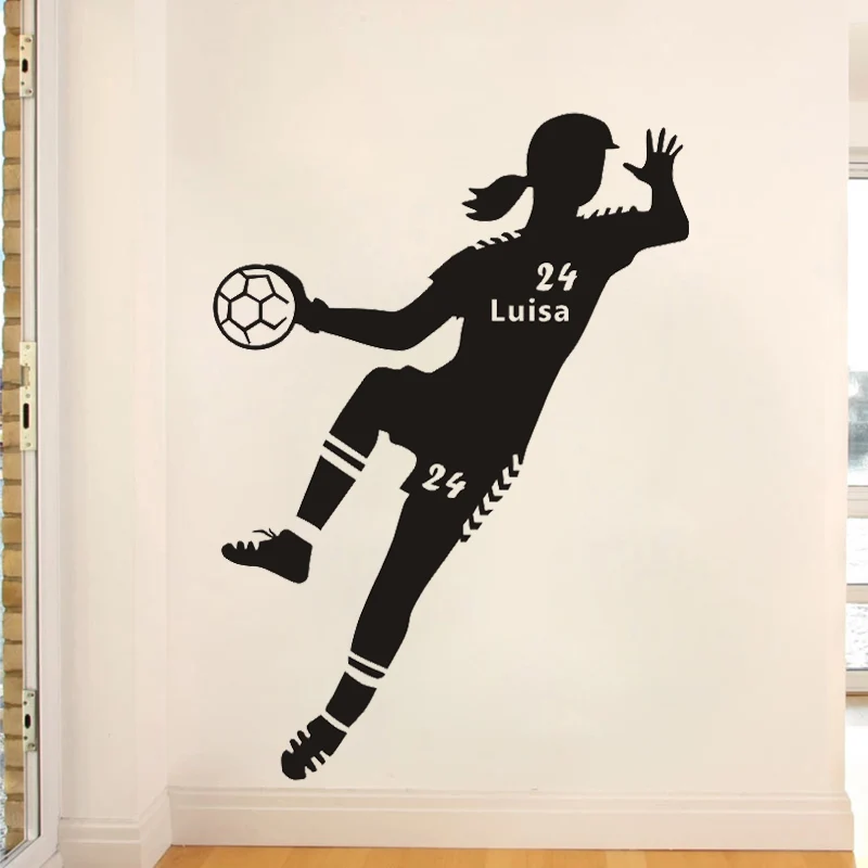 

DIY Personalised Handball Sport Handballerin Girl Any Name and number Vinyl Wall Sticker Art Decal Kids bedroom
