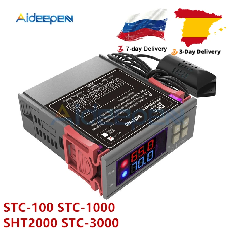 

AC 110-220V DC 12V-72V STC-1000 SHT2000 STC-3000 LED Digital Thermostat Temperature Controller Thermometer Sensor Hygrometer