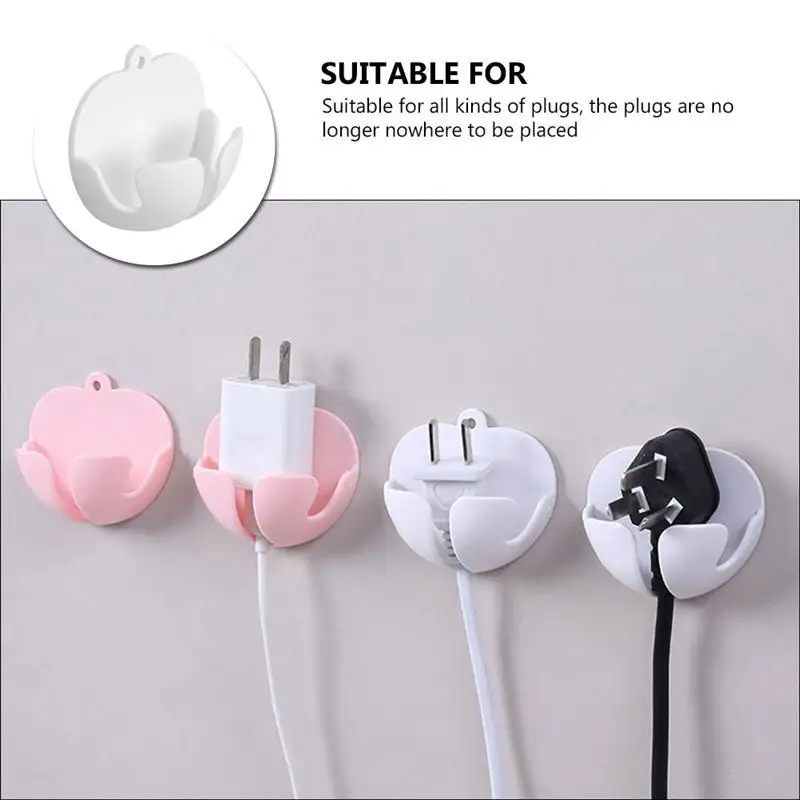 

6Pcs Household Power Plug Hooks Apple Shape Design No-punched Toothbrush Hooks