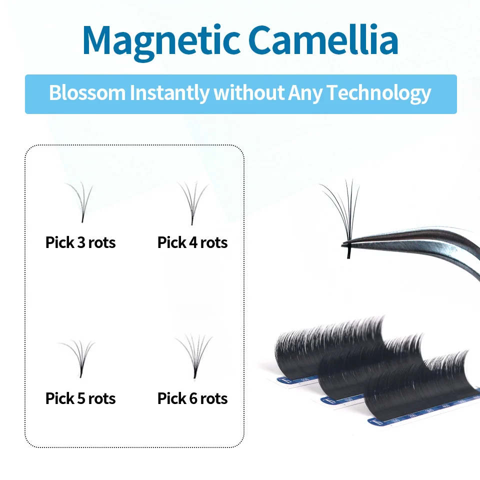THINKSHOW 1s Blossom Black Caramel Easy Fan Bloom Individual Eyelash Extensions Faux Mink Eyelashes Thick Natural Camellia Lash | Красота и