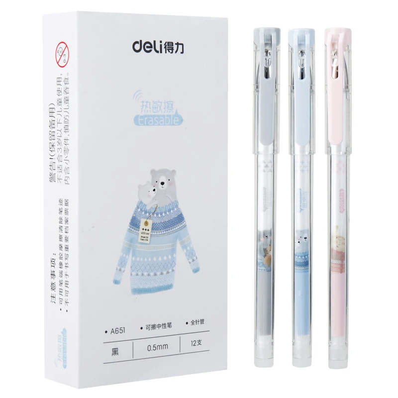 1 шт. милые ручки с медведем новинка стираемая гелевая ручка Kawaii черные для детей