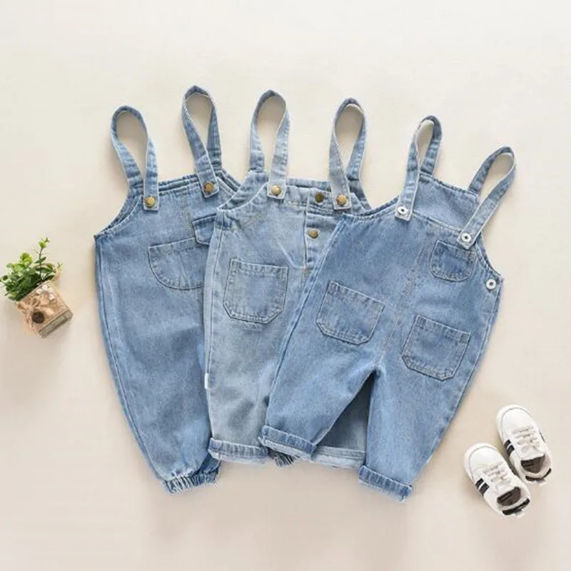 Модные детские джинсы осень 2019 комбинезоны для маленьких мальчиков и девочек