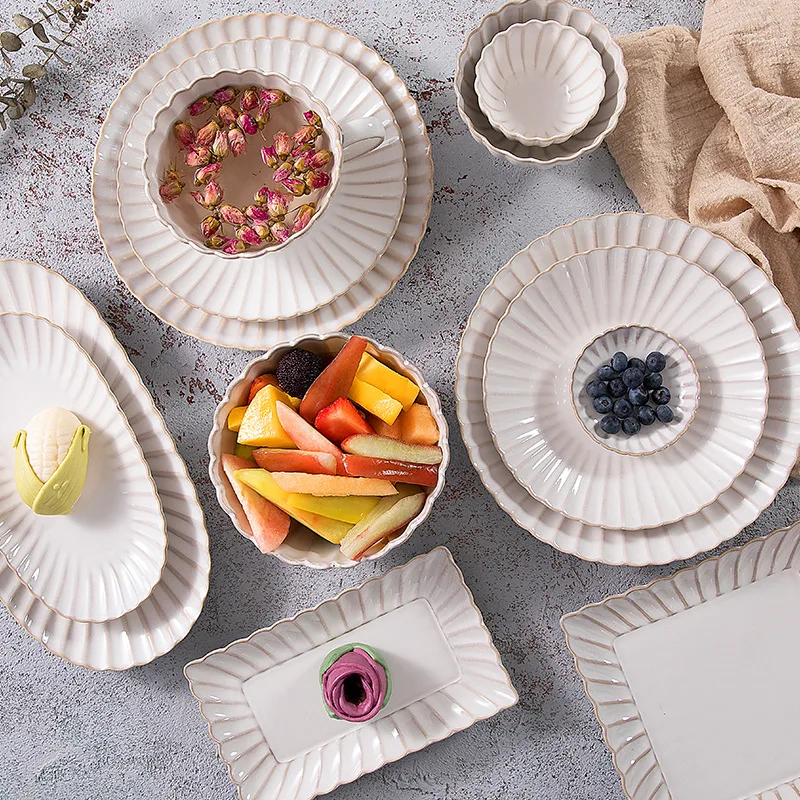 Обеденные тарелки в стиле ретро стандартная керамическая посуда креативная