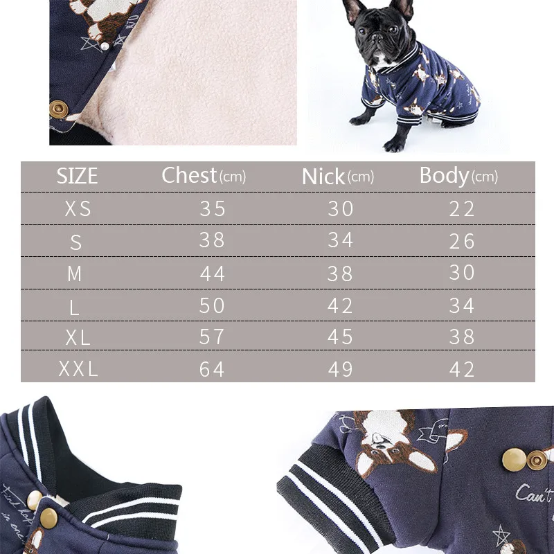 Хлопковая теплая куртка с французским бульдогом зимняя одежда для собак