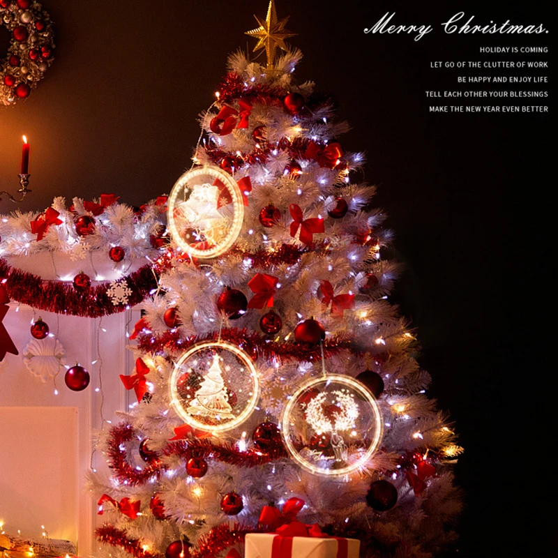 

3D Disc Acrylic Christmas Decoration Light Holiday Hanging Led Lamp Room Decor Accessories Xmas String Lights Christmas Gift