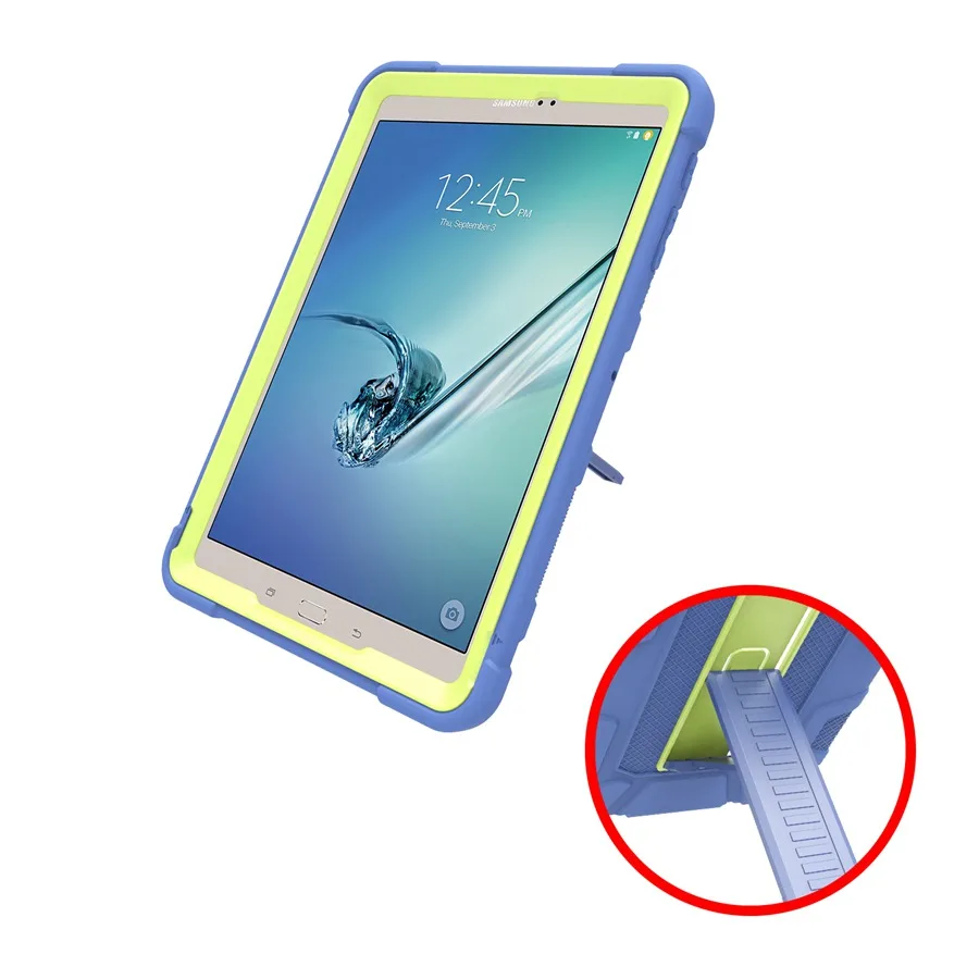 Модный Силиконовый противоударный бронированный чехол для Samsung Galaxy Tab S2 9,7 SM T810 T815 T813 T819 чехол с корпусом из кожи+ пленка+ ручка