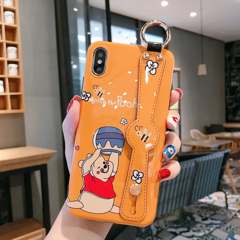 Чехол для телефона с изображением Винни-медведя и поросенка для iPhone 8 7 6 6s Plus X XR XS Max, модный браслет, Мягкая силиконовая задняя крышка, Капа