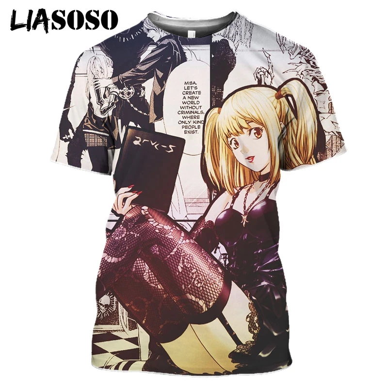 

LIASOSO 3D Print Unisex Japanese Anime Death Note Streetwear Casual Tshirt T-shirt Hip Hop Pullover Harajuku Short Sleeve Tops