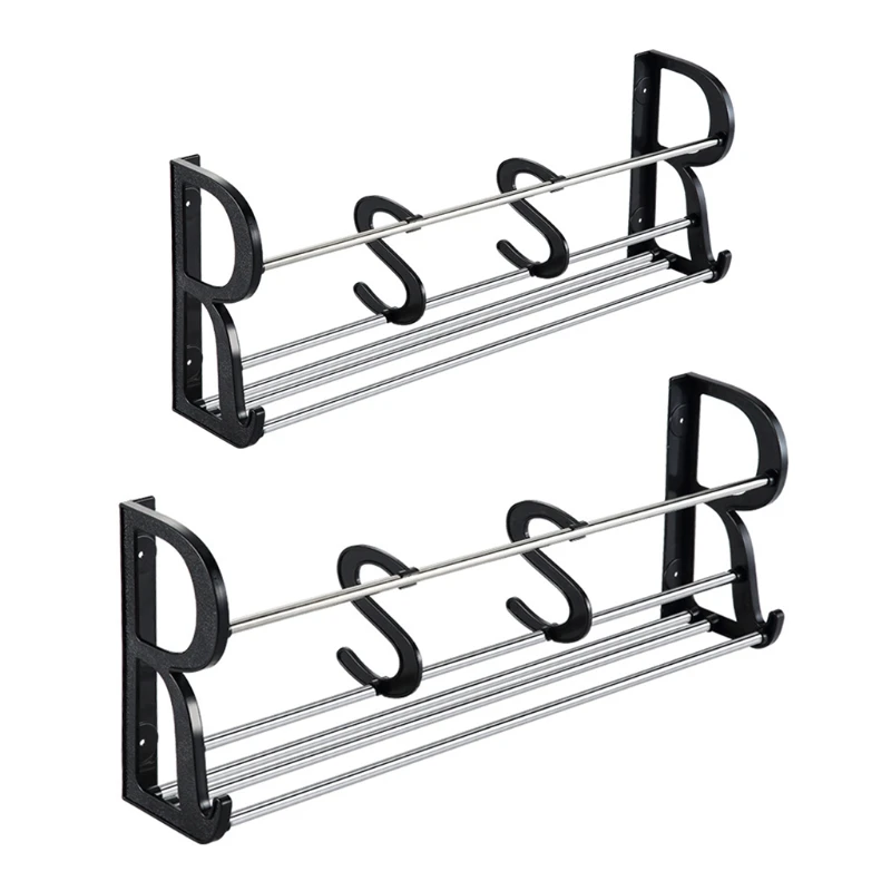 

50LB 3pcs Over the Door Shoe Rack Organizer Stainless Steel Shoe Storage Shelf Wall Mounted Hanger Holder for Entryway