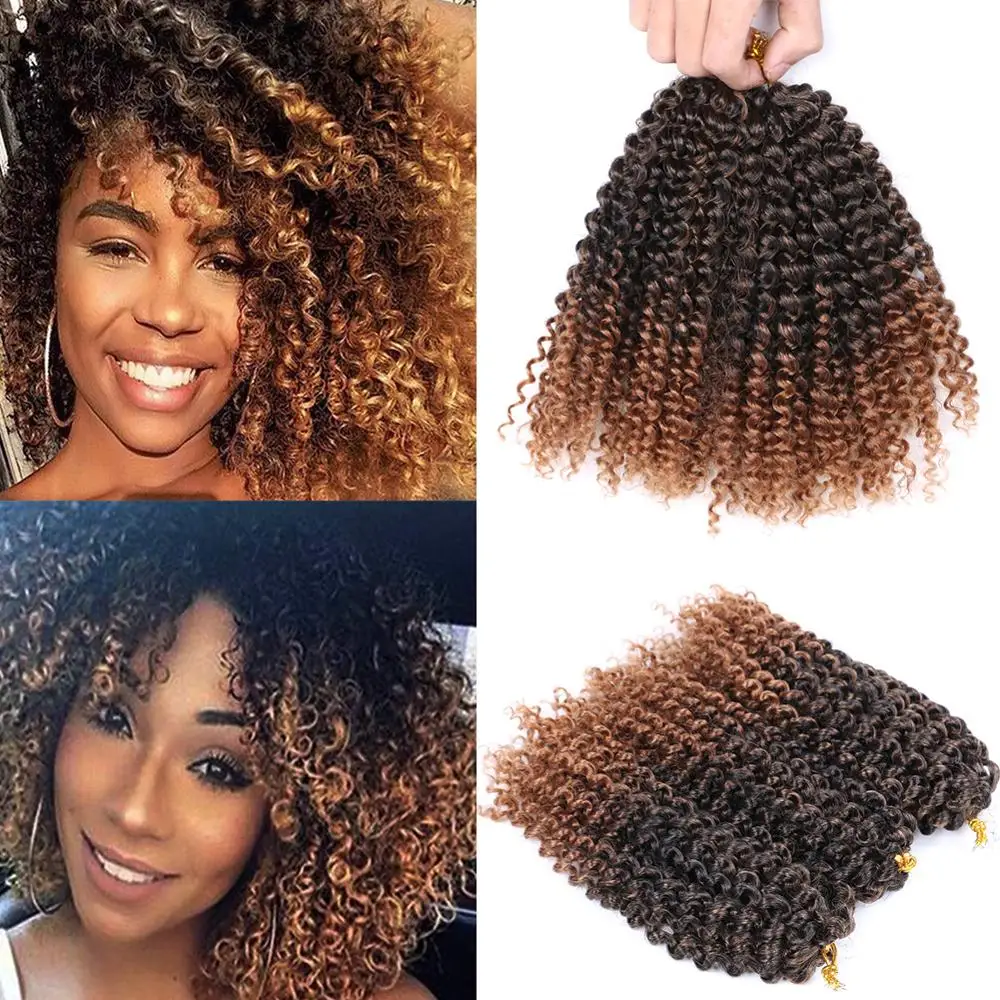 

Belle Show 8" Marley Jerry Curl Crochet Hair Dark Brown Jamaican Bouncy Crochet Braids Afro Kinky Curly Braiding Hair 3Pcs/Set
