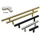 Дверные ручки для мебели, Современные прямые ручки из нержавеющей стали, с матовой поверхностью, для кухни, цвет черныйзолотой, 12 мм