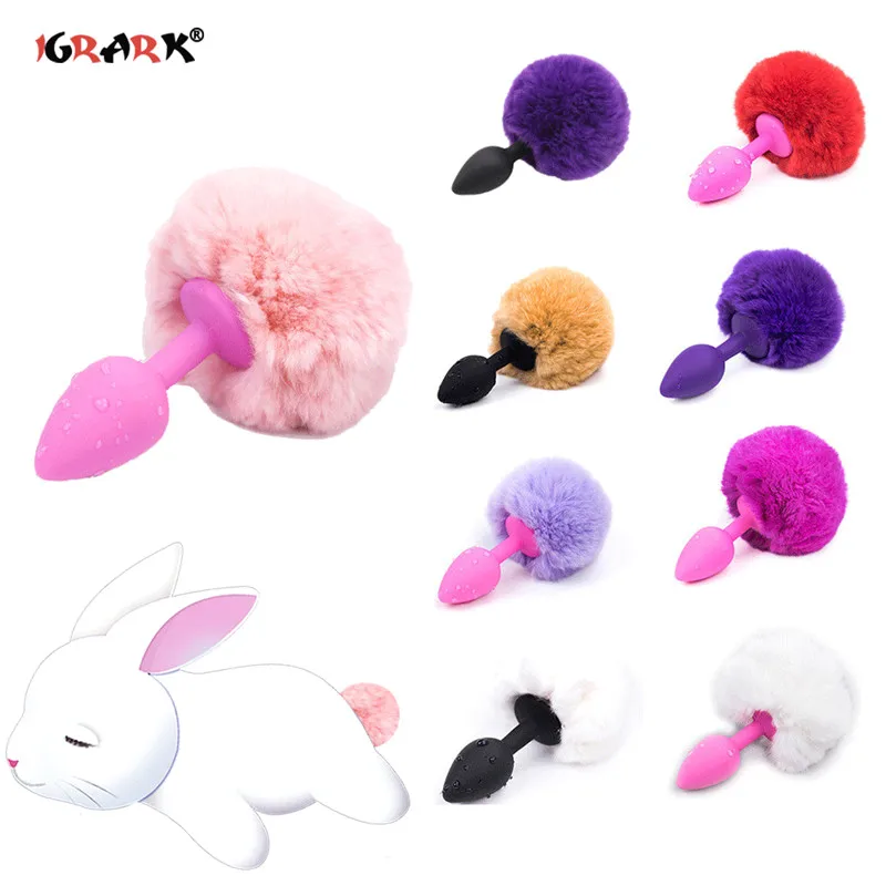 Slicone Butt Plug Hairy Bunny Tail Rabbit Smooth Anal Cosplay Cute Sex Toys for Women Erotic Adult Products | Красота и здоровье
