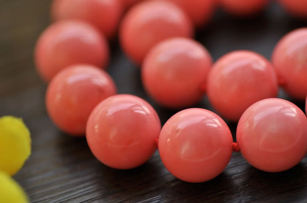 

S2464 Huge 17" 16mm Natural Pink Round Coral Bead Necklace CZ