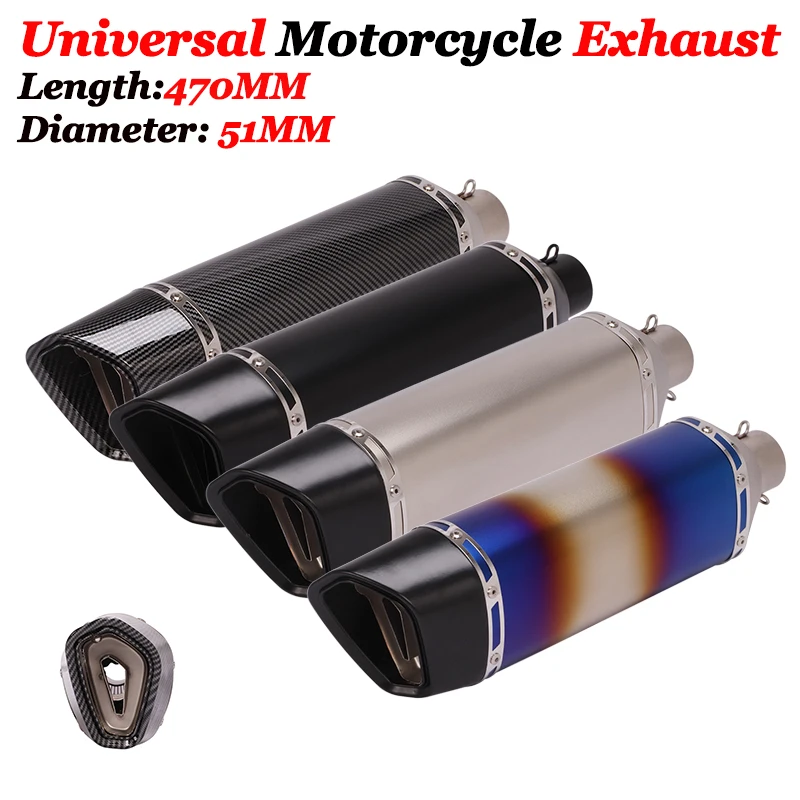 

51mm Universal Motorcycle GP Exhaust Pipe Escape Moto Modified Muffler For Z650 S1000R S1000RR RSV4 MT07 MT09 Ninja 400 MT 10 R3
