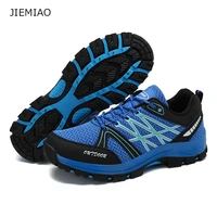 jiemiao 2021 high quality men trekking hiking shoes outdoor breathable mesh trail climbing boots non slip camping men sneakers