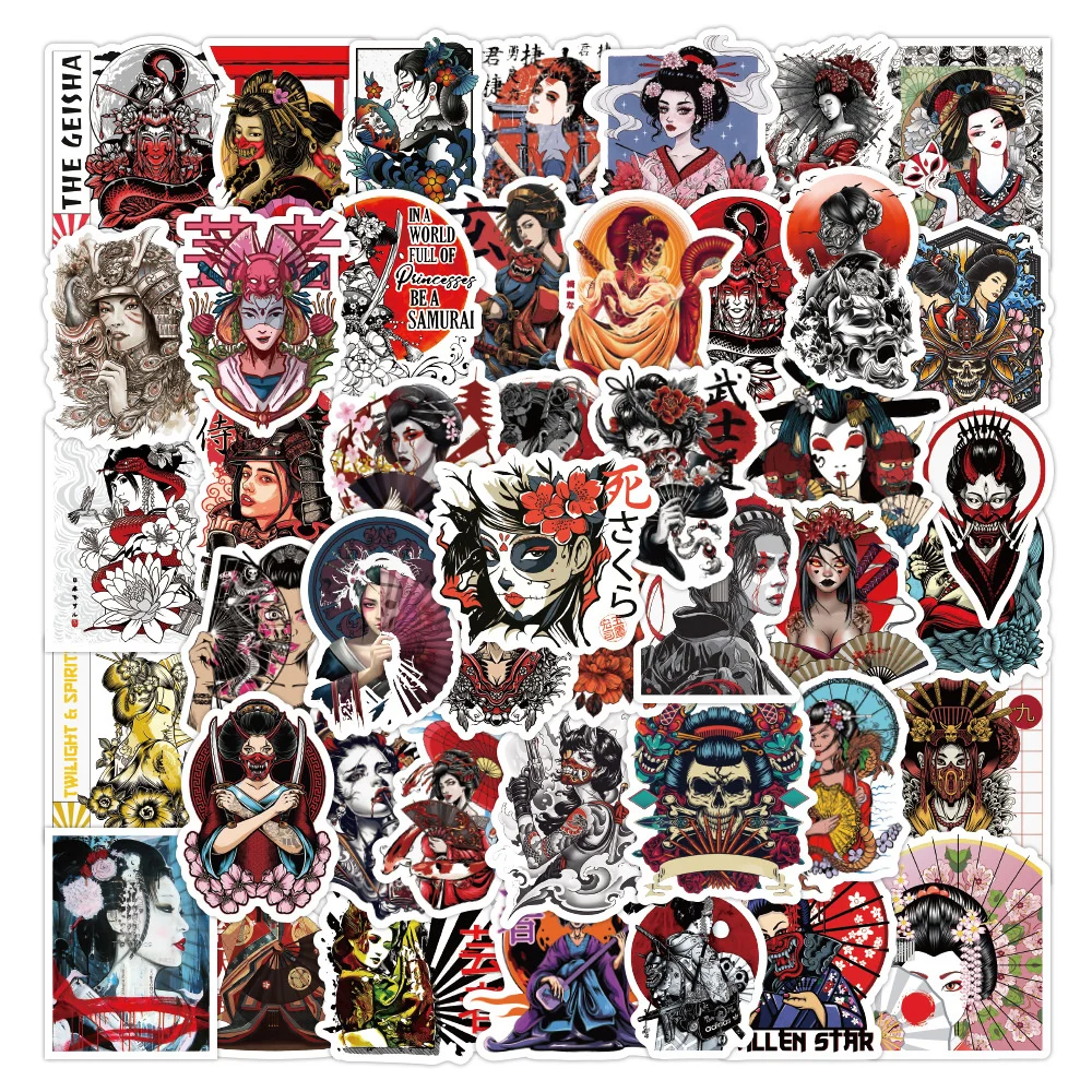 

10/30/50PCS Japanese Color Geisha Graffiti Waterproof Sticker Suitcase Notebook Refrigerator Skateboard Water CupHelmetWholesale