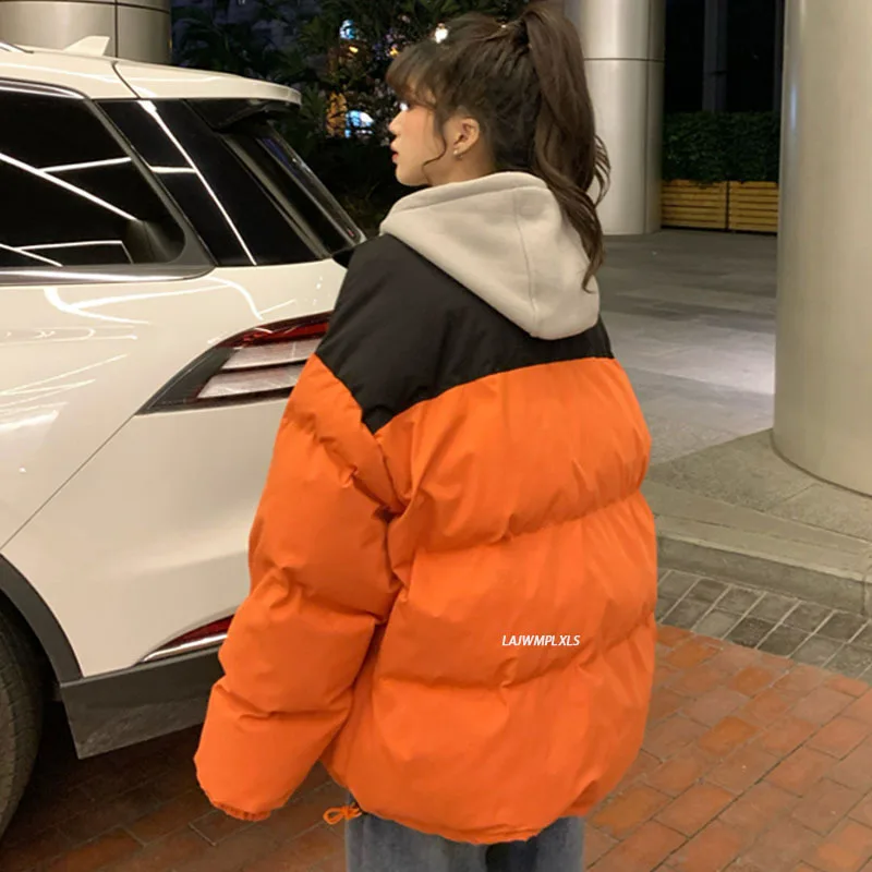 

2021 New Streetwear Casual Winter Women's coat Hooded Fake Two Padded Jacket Casual Thick Warm Basic Outerwear Tops