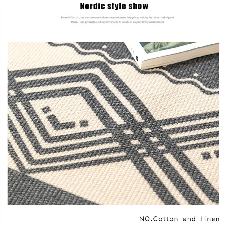 Nordic геометрический хлопок и лен тканый ковёр из пластиковый коврик у входной