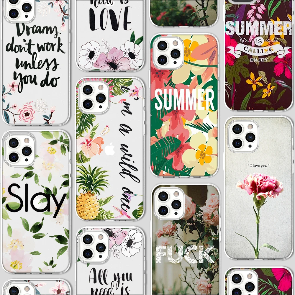 

ciciber Funda Case For Iphone 13 Case For iPhone 12 13 11 Pro XR 7 X XS MAX 8 6 6S Plus 5S SE 2020 Silicone Art Flower Summer
