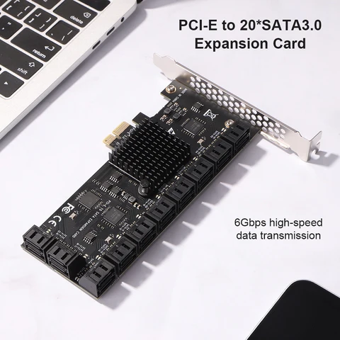 Адаптер PCIe VODOOL 20/16/12 портов SATA 3.0