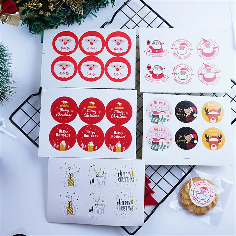Круглый Счастливого Рождества Стикеры s Санта Клаус снеговика и оленя Вакуумная
