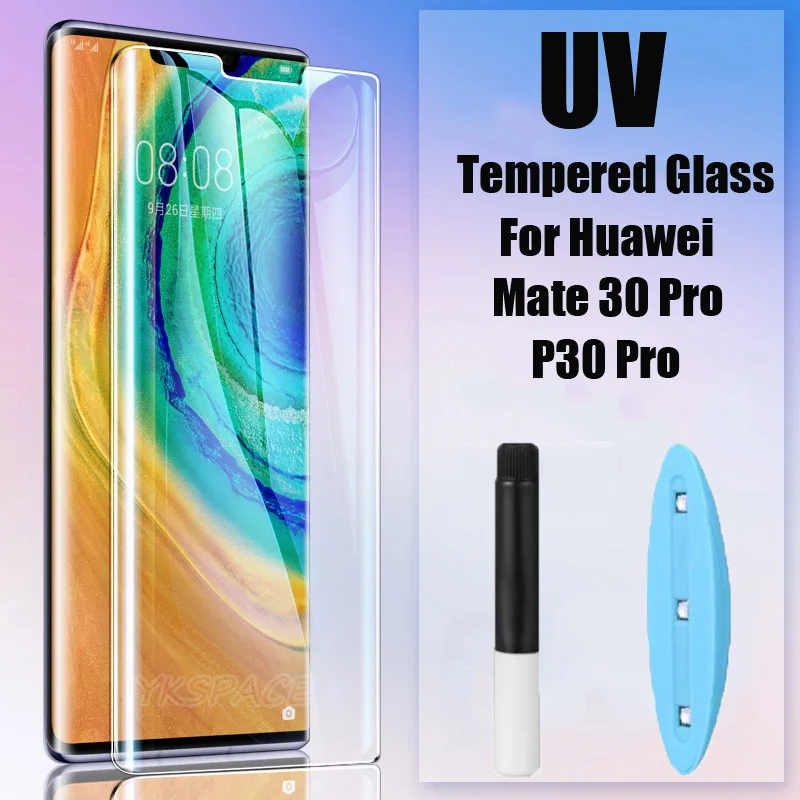 9D изогнутое УФ жидкое полное клеевое Покрытие Закаленное стекло для huawei mate 20 30 Pro