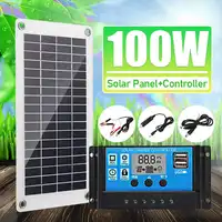 Панель солнечных батарей 100 Вт, комплект панелей солнечных батарей 12 В, контроллер зарядного устройства для автофургона, лодки, солнечная па...