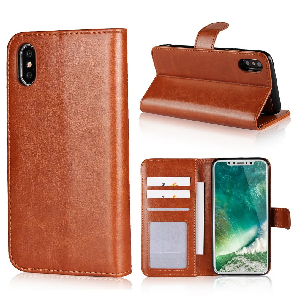 

Applicable To AP X Mobile Phone Case New Crazy Horse Pattern Split Leather Case IP6/7/8 Plus Wallet Protective Sleeve