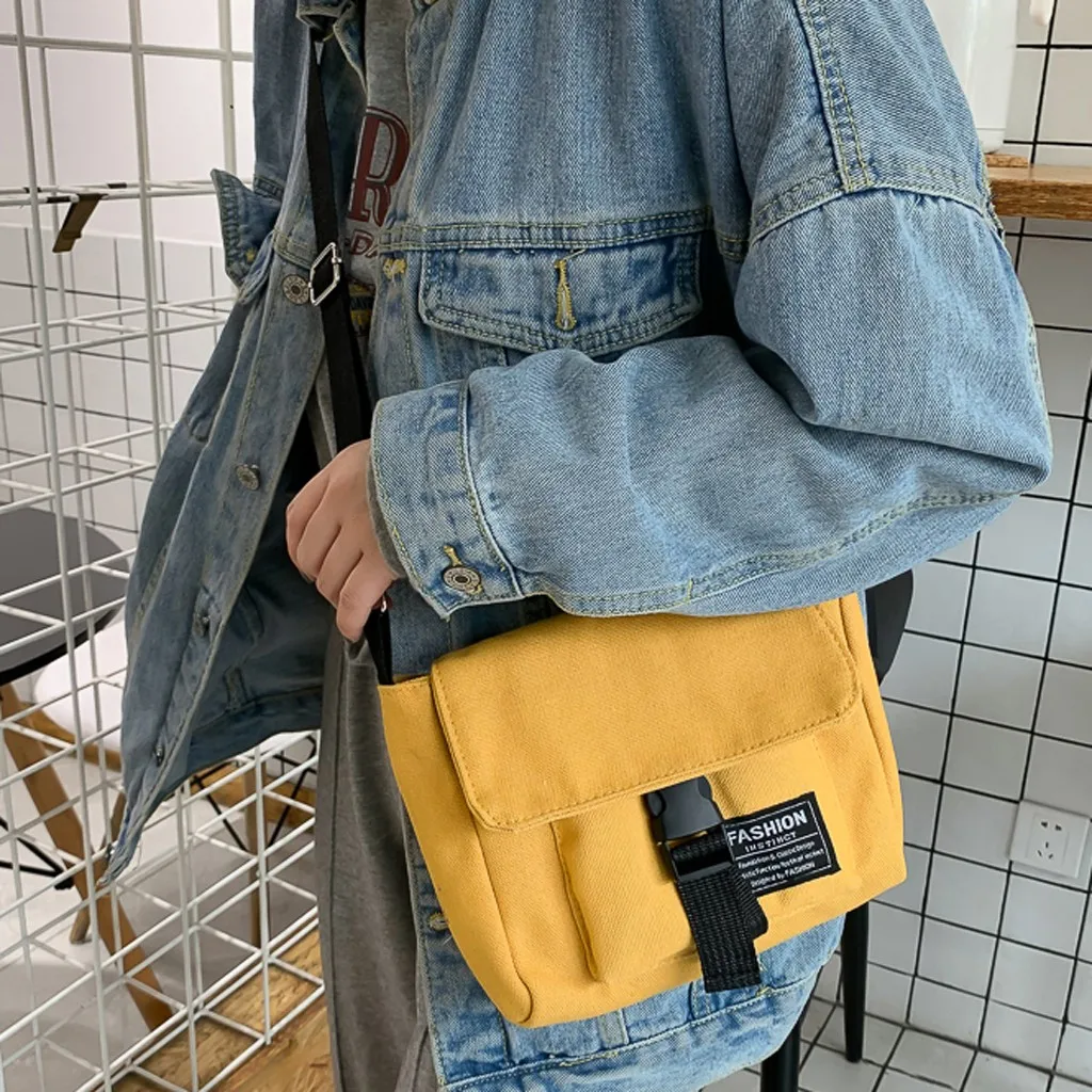 Сумка на плечо Женская однотонная модная холщовая сумочка большой вместимости в