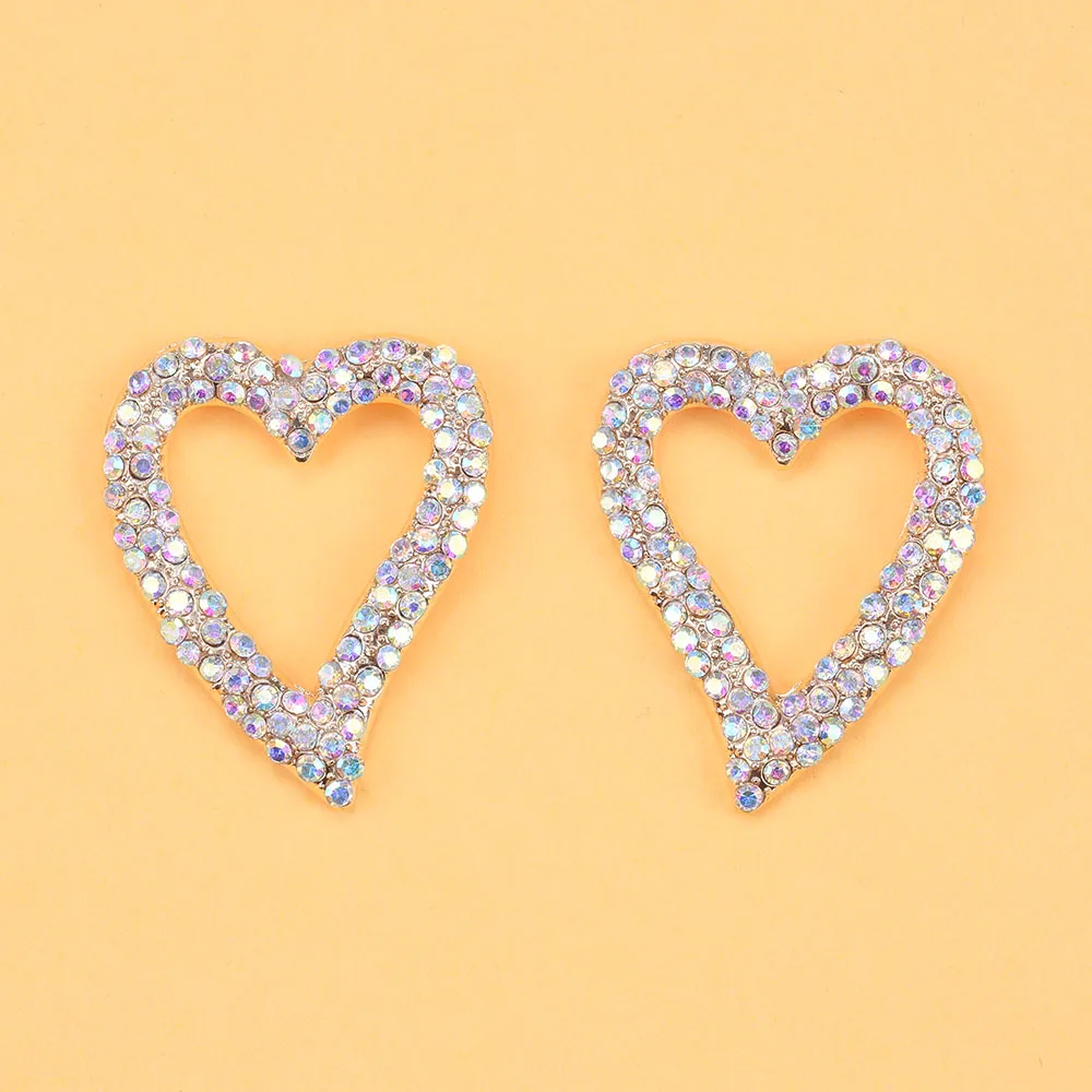 

Модные серьги-подвески с большим сердцем и кристаллами AB для женщин, бижутерия, геометрические серьги Стразы, эффектные ювелирные изделия, ...