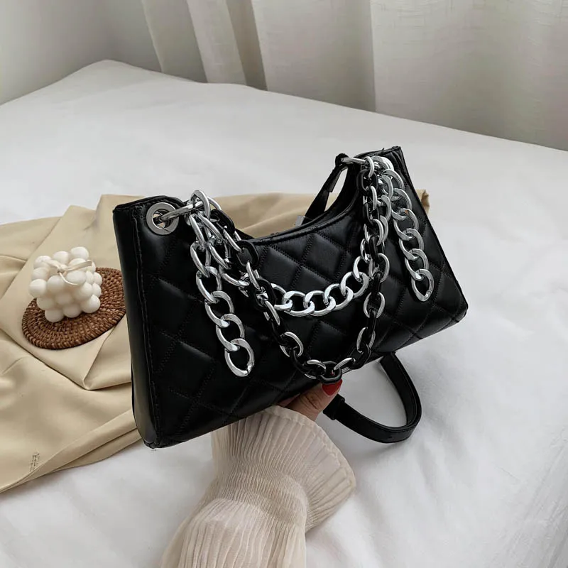 

ATLI New Rhombic Grid PU Leather Shoulder Simple Bags For Women 2021 Small Crossbody Bag Travel Chain Handbags and Purses