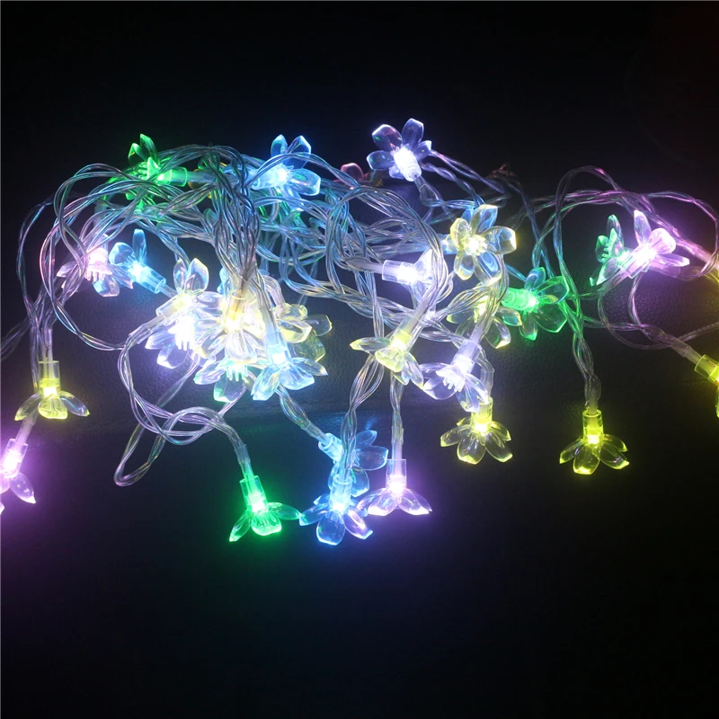 Вишневый цветок Гирлянда USB светодиодный шнур DC 5V Водонепроницаемая мягкая Фея