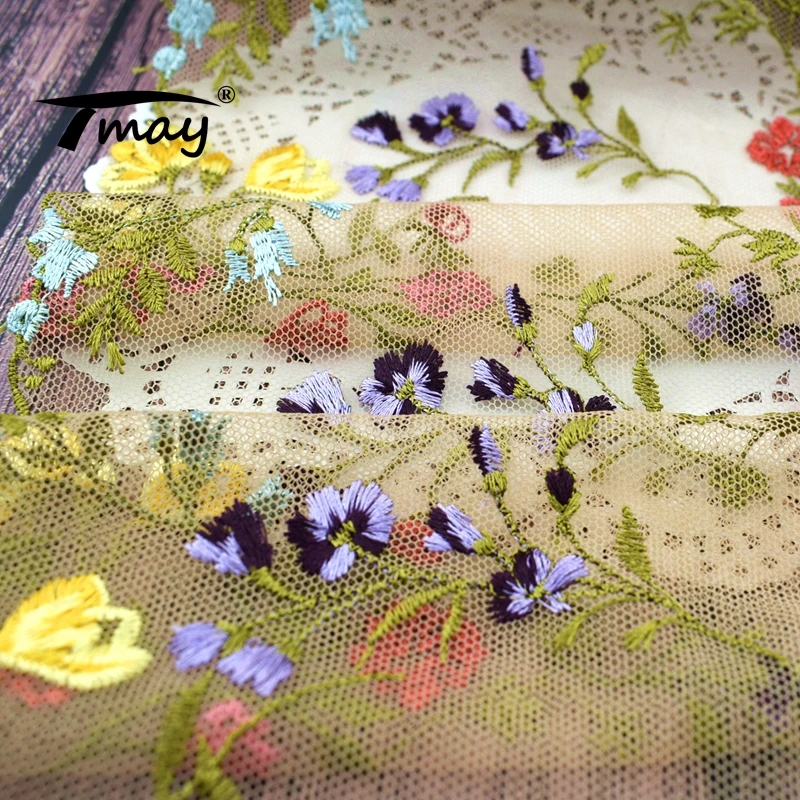 Высококачественная жаккардовая трикотажная ткань с вышивкой ручной работы #1766