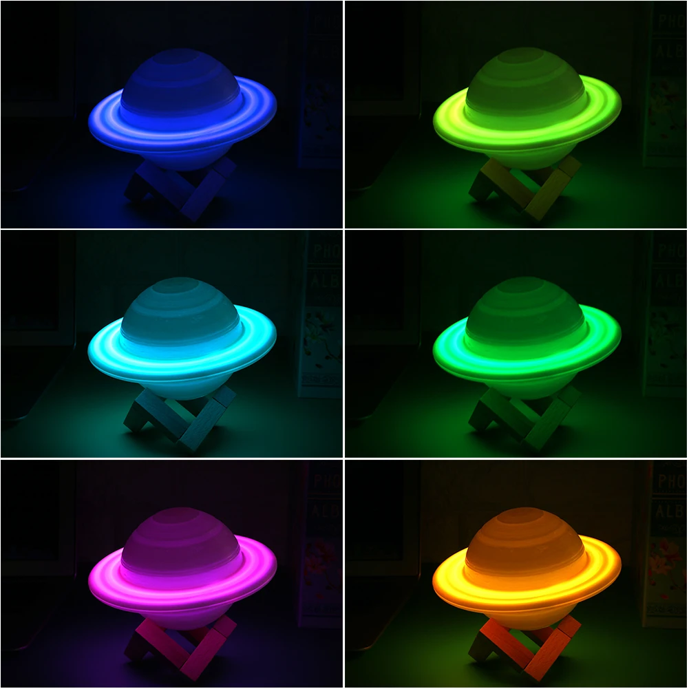 

16 Colors 3D Print Star Saturn Lamp Colorful Change Touch Control Bedroom USB LED Night Light Creative Galaxy Lamp Home Decor