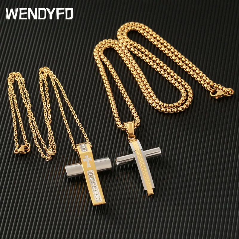 Новинка ожерелье из нержавеющей стали с крестом кулон для мужчин и женщин