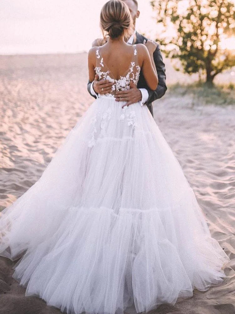 2020 шикарные богемные повседневные Свадебные платья с глубоким V-образным вырезом