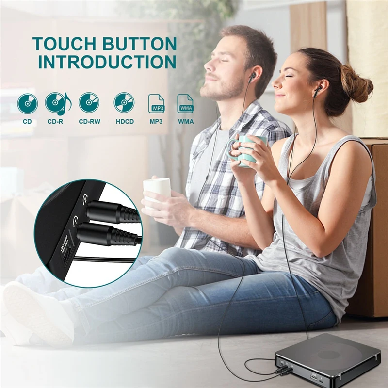 

Portable CD Player Double Headphone Version Contact Button Reproductor CD Walkman Rechargeable Shockproof LCD Display