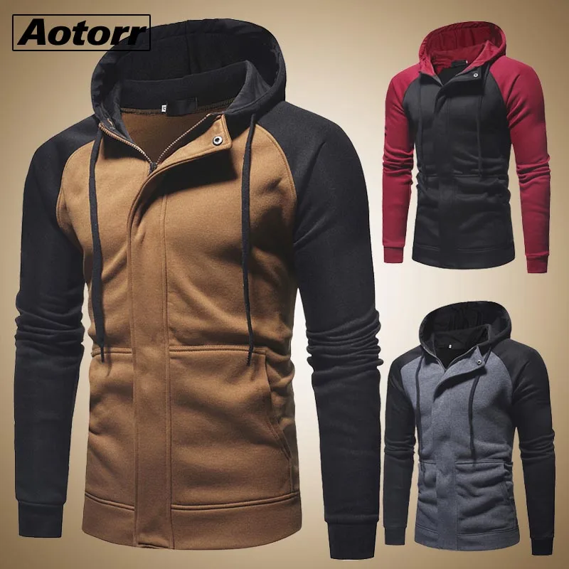 2019 зимняя мужская толстовка с капюшоном длинным рукавом на молнии Slim Fit пальто