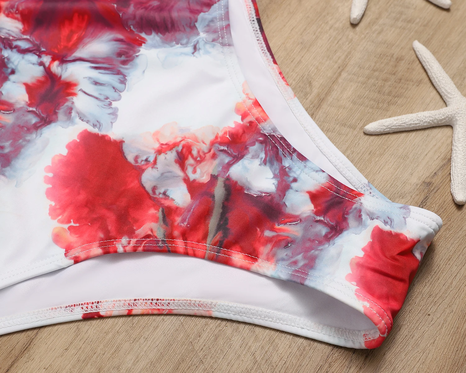 

New 2021 Sexy Swimsuit Padded Bra Two Piece Woman Swimwear High Waist Halter Backless Bandage Tie-Dyed Print Bathing Suit Bikini