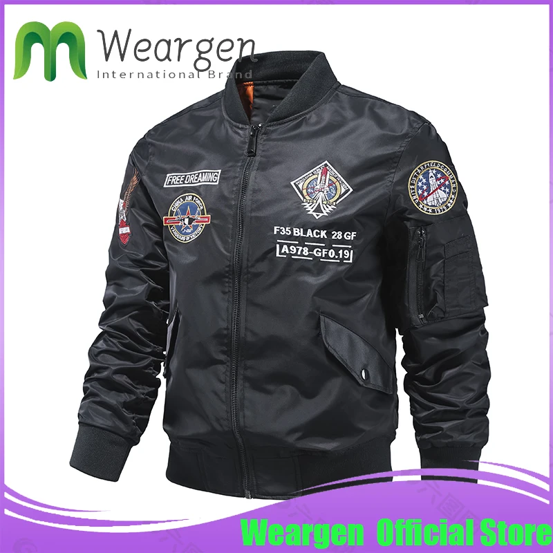 

Weargen Ma1 Bomber jacket Men Plus size Flight Pilot Baseball jackets Male Military Coat Couple Streetwear veste homme 2225