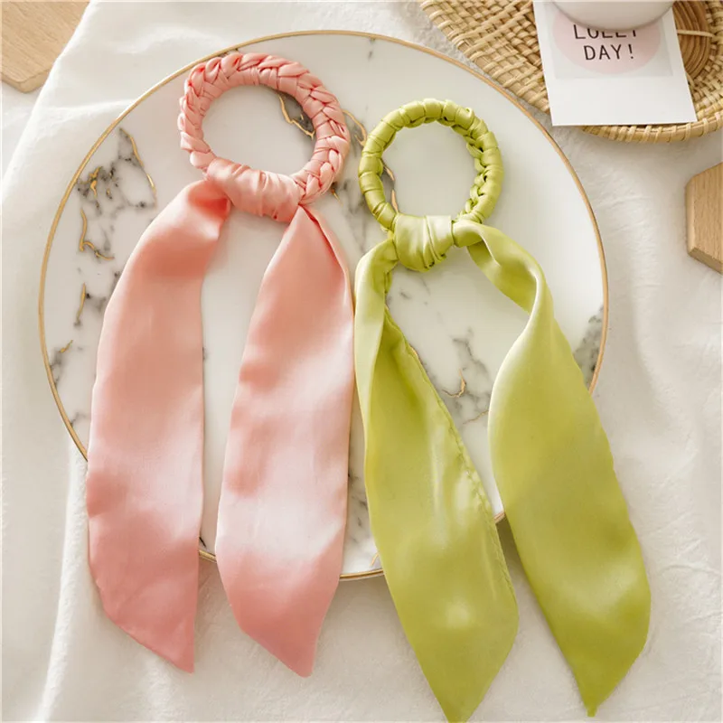 Разноцветные женские головные уборы тюрбан DIY лук стримеры резинки для волос