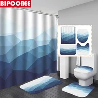 High Quality Shower Curtain Set for Bathroom Decor Geometric Printed Bath Curtains Washroom Toilet Lid Cover Mats Non-Slip Rugs